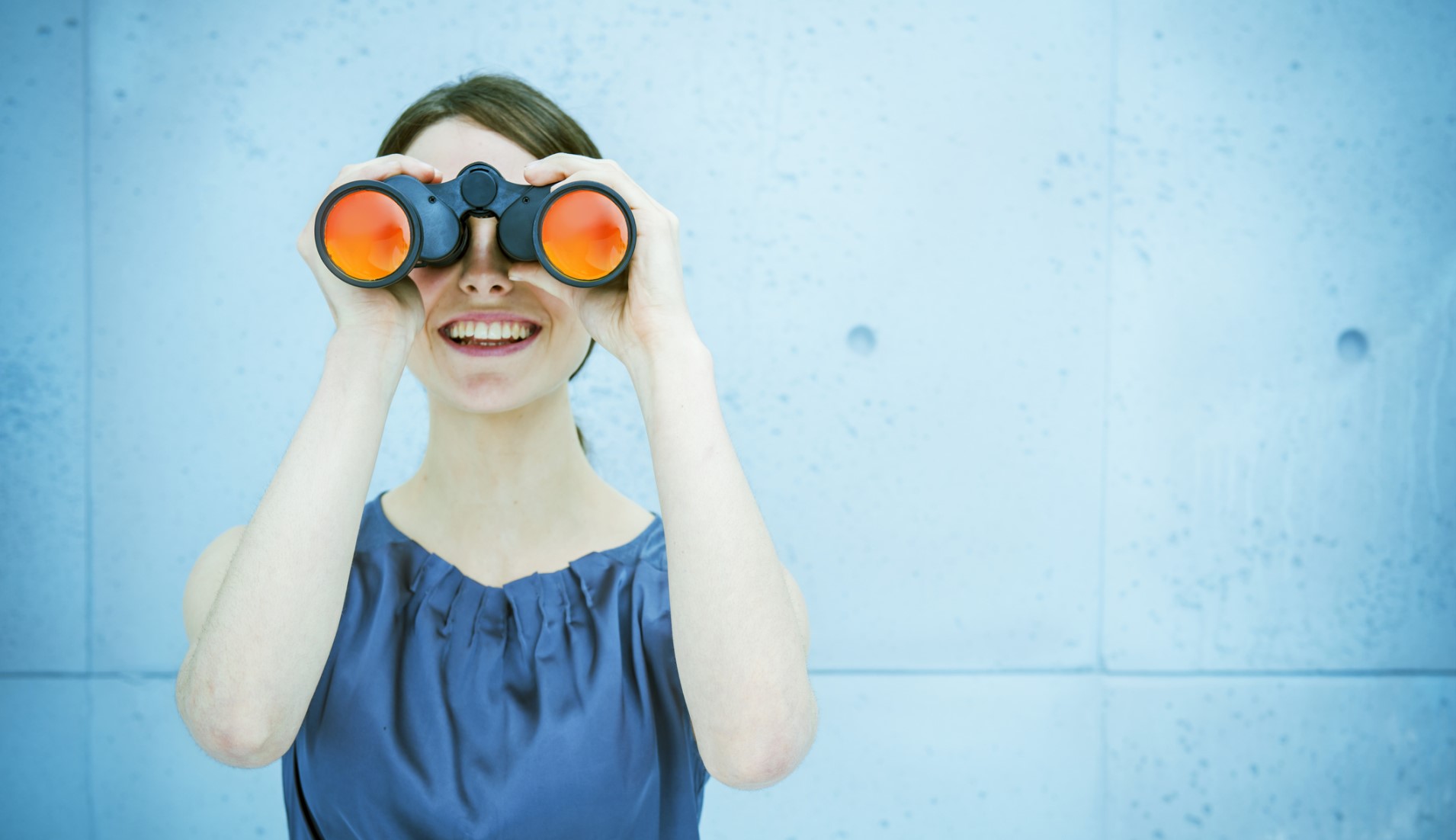 Women with bipolar disorder searching for a job with binoculars